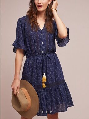 Anthropologie Isabella Sinclair Bandera Ruffled Tunic Dress M